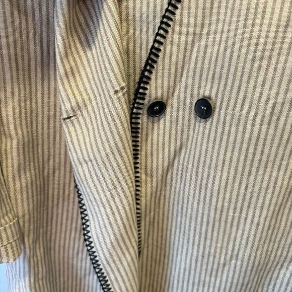 NWOT Zara Beige Linen Striped Fringe Trim Hem Midi Duster Wrap Coat Cardigan - Picture 9 of 16